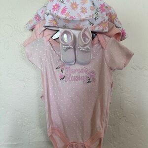 Pink Floral Baby Onesie Set